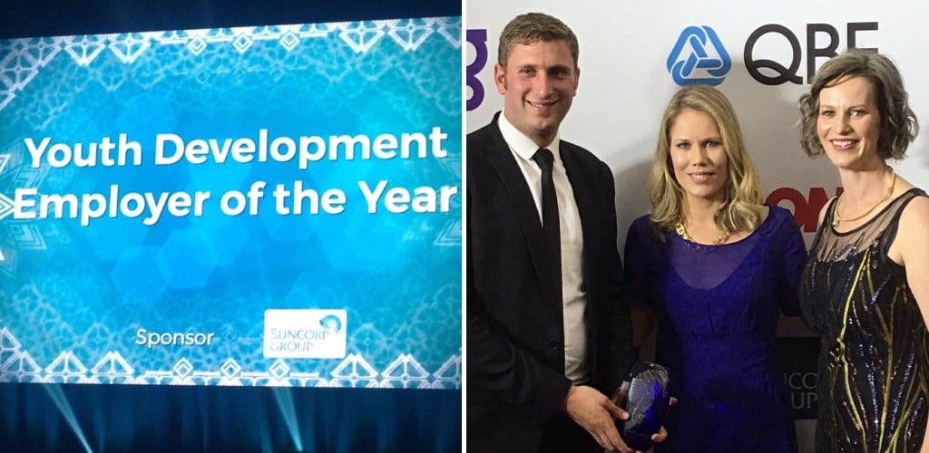 General Manager - People and Performance, Chenoa Daley accepting the award for Youth Development Employer of the Year